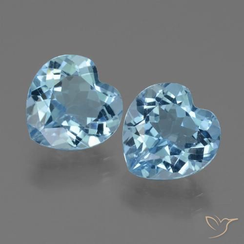 6.08 ct Loose Sky Blue Topaz, 9.2 x 9.1 mm Heart Cut From Brazil, Photo A