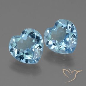 6.08 ctw Blue Topaz Stones, Natural Topaz in Heart Facet Shape for Sale