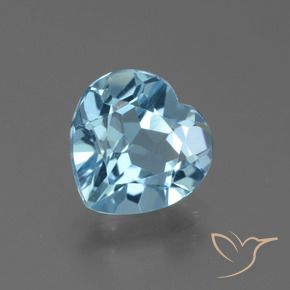 2.88 ct Blue Topaz Stone, Natural Topaz in Heart Facet Shape for Sale