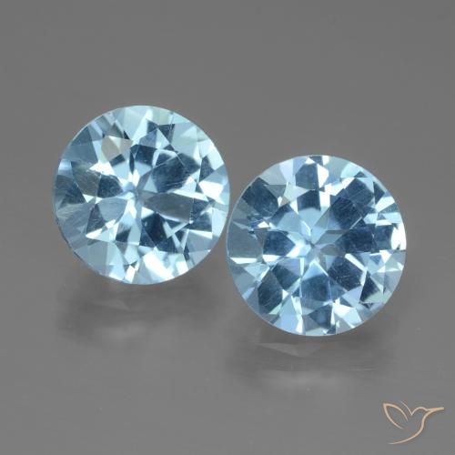 6.14 ct Loose Swiss Blue Topaz, 9.1 mm Round Cut From Brazil, Photo A