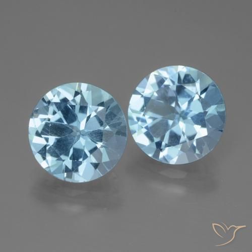 6.14 ctw Blue Topaz Stones, Natural Topaz in Round Facet Shape for Sale