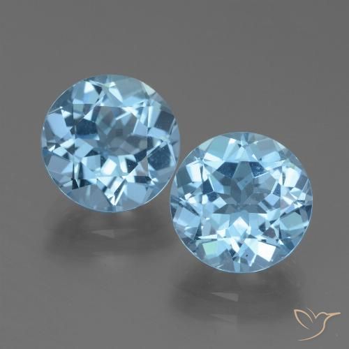 6.81 ct Loose Sky Blue Topaz, 9.2 mm Round Cut From Brazil, Photo A