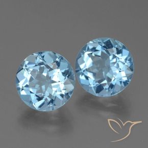 6.81 ctw Blue Topaz Stones, Natural Topaz in Round Facet Shape for Sale