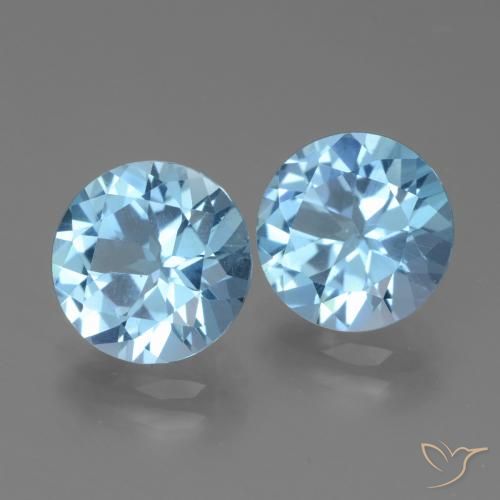 6.35 ctw Blue Topaz Stones, Natural Topaz in Round Facet Shape for Sale
