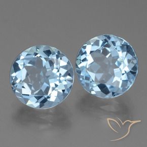6.74 ctw Blue Topaz Stones, Natural Topaz in Round Facet Shape for Sale