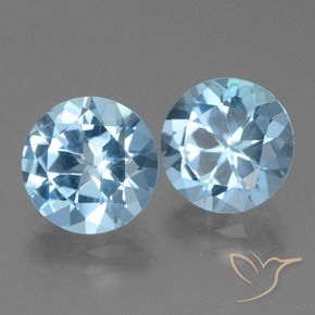 6.47 ctw Blue Topaz Stones, Natural Topaz in Round Facet Shape for Sale