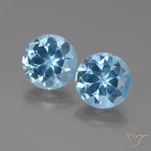 6.2 ct Swiss Blue Topaz, 9.2 mm Round Cut From Brazil, Photo A