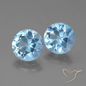 6.20 ctw Blue Topaz Stones, Natural Topaz in Round Facet Shape for Sale