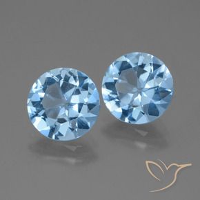 5.69 ctw Blue Topaz Stones, Natural Topaz in Round Facet Shape for Sale
