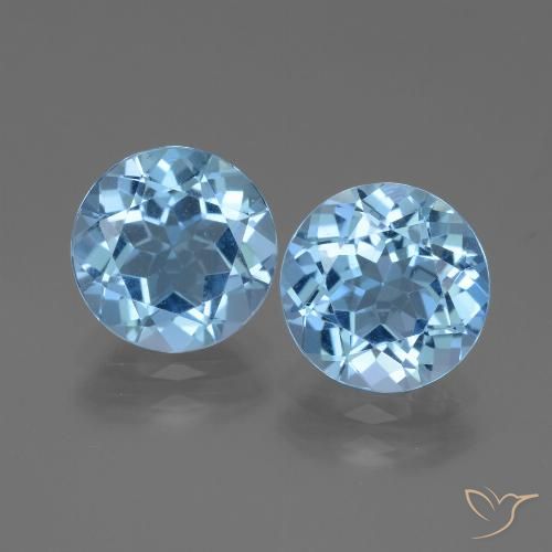 6.34 ct Loose Swiss Blue Topaz, 9.1 mm Round Cut From Brazil, Photo A