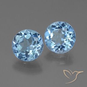 6.34 ctw Blue Topaz Stones, Natural Topaz in Round Facet Shape for Sale