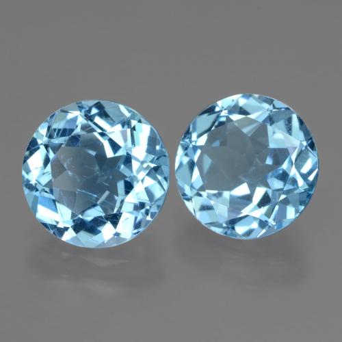 6.06 ctw Blue Topaz Stones, Natural Topaz in Round Facet Shape for Sale