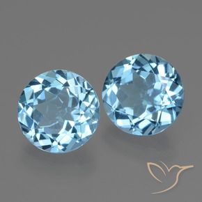 6.07 ctw Blue Topaz Stones, Natural Topaz in Round Facet Shape for Sale