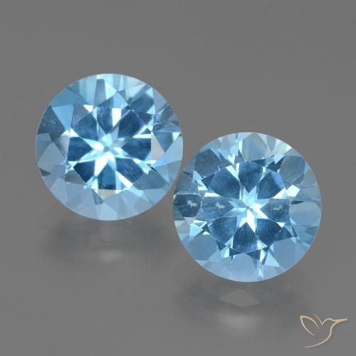 6.3 ct Swiss Blue Topaz, 9.2 mm Round Cut From Brazil, Photo A