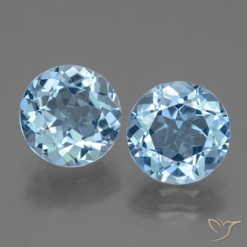 6.4 ct Loose Sky Blue Topaz, 9.2 mm Round Cut From Brazil, Photo A