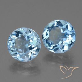 6.40 ctw Blue Topaz Stones, Natural Topaz in Round Facet Shape for Sale
