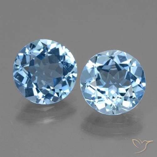 5.97 ct Swiss Blue Topaz, 9.2 mm Round Cut From Brazil, Photo A