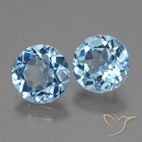 5.97 ctw Blue Topaz Stones, Natural Topaz in Round Facet Shape for Sale