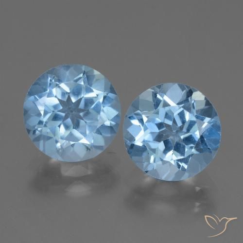 5.99 ct Swiss Blue Topaz, 9 mm Round Cut From Brazil, Photo A