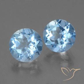 5.99 ctw Blue Topaz Stones, Natural Topaz in Round Facet Shape for Sale