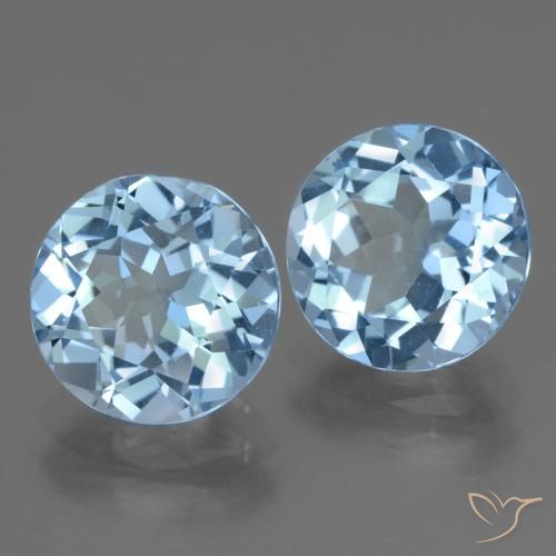 6.51 ctw Blue Topaz Stones, Natural Topaz in Round Facet Shape for Sale