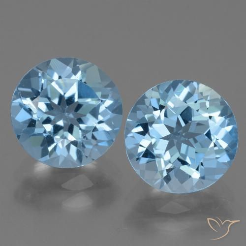 6.62 ct Loose Swiss Blue Topaz, 9.1 mm Round Cut From Brazil, Photo A