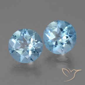 6.19 ctw Blue Topaz Stones, Natural Topaz in Round Facet Shape for Sale