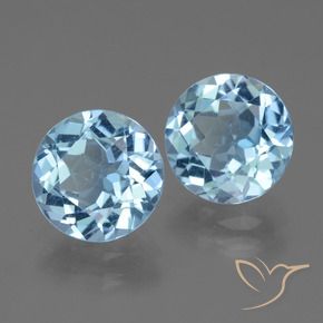 6.37 ctw Blue Topaz Stones, Natural Topaz in Round Facet Shape for Sale