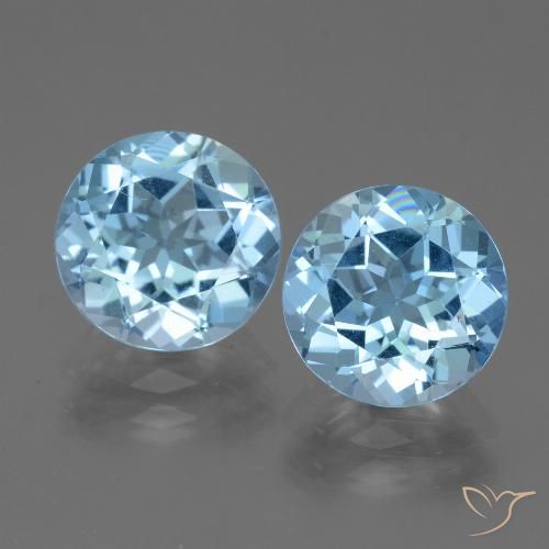 6.42 ct Loose Sky Blue Topaz, 9.1 mm Round Cut From Brazil, Photo A