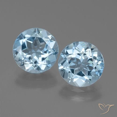 5.7 ct Sky Blue Topaz, 9 mm Round Cut From Brazil, Photo A