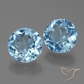 6.30 ctw Blue Topaz Stones, Natural Topaz in Round Facet Shape for Sale