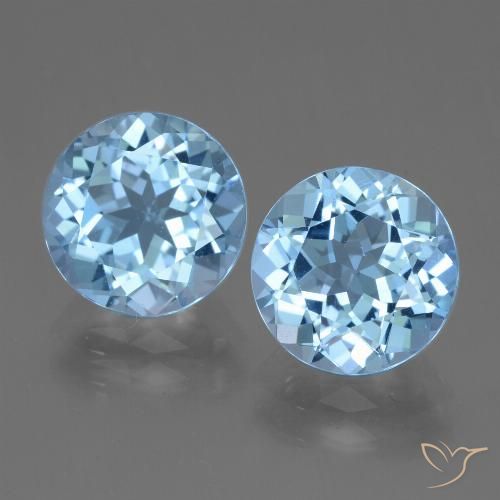 6.7 ct Swiss Blue Topaz, 9.3 mm Round Cut From Brazil, Photo A