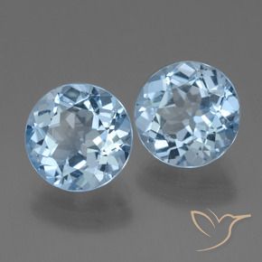 6.64 ctw Blue Topaz Stones, Natural Topaz in Round Facet Shape for Sale