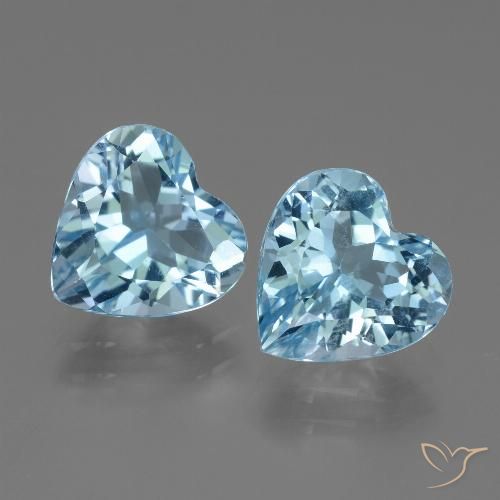 5.69 ct Swiss Blue Topaz, 9 x 9 mm Heart Cut From Brazil, Photo A