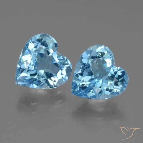 6.23 ct Loose Swiss Blue Topaz, 9.1 x 9 mm Heart Cut From Brazil, Photo A