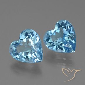 6.23 ctw Blue Topaz Stones, Natural Topaz in Heart Facet Shape for Sale