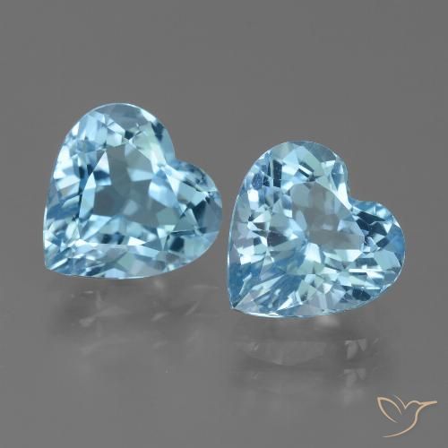6.1 ct Loose Swiss Blue Topaz, 9.1 x 9.1 mm Heart Cut From Brazil, Photo A