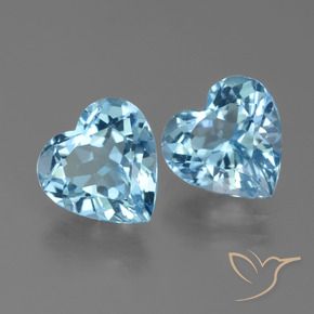 6.10 ctw Blue Topaz Stones, Natural Topaz in Heart Facet Shape for Sale