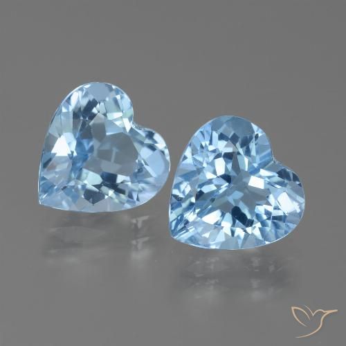 5.68 ct Swiss Blue Topaz, 9.1 x 8.9 mm Heart Cut From Brazil, Photo A