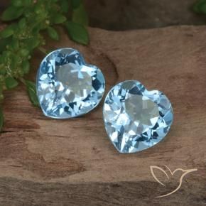 6.45 ctw Blue Topaz Stones, Natural Topaz in Heart Facet Shape for Sale