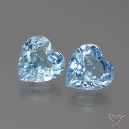 5.79 ct Loose Swiss Blue Topaz, 9.2 x 9.1 mm Heart Cut From Brazil, Photo A
