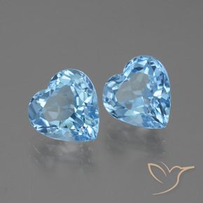 6.17 ctw Blue Topaz Stones, Natural Topaz in Heart Facet Shape for Sale