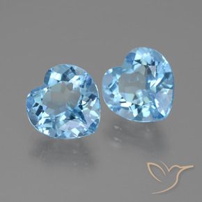 6.26 ctw Blue Topaz Stones, Natural Topaz in Heart Facet Shape for Sale