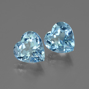6.36 ctw Blue Topaz Stones, Natural Topaz in Heart Facet Shape for Sale