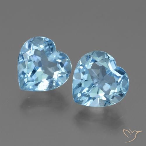 5.67 ct Swiss Blue Topaz, 8.9 x 8.7 mm Heart Cut From Brazil, Photo A