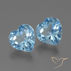 5.67 ctw Blue Topaz Stones, Natural Topaz in Heart Facet Shape for Sale