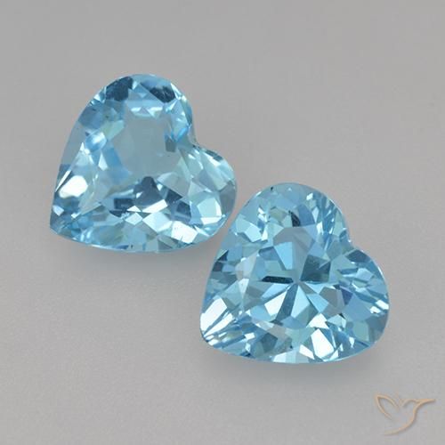 5.17 ct Swiss Blue Topaz, 9.1 x 9 mm Heart Cut From Brazil, Photo A