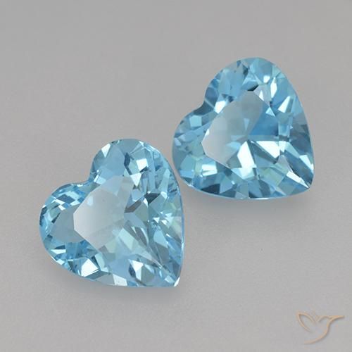 5.17 ctw Blue Topaz Stones, Natural Topaz in Heart Facet Shape for Sale