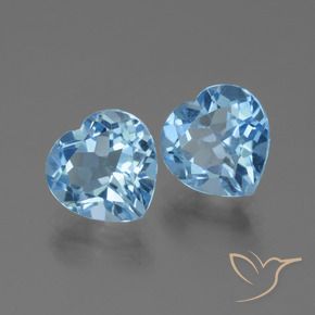6.27 ctw Blue Topaz Stones, Natural Topaz in Heart Facet Shape for Sale