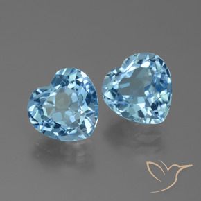 6.30 ctw Blue Topaz Stones, Natural Topaz in Heart Facet Shape for Sale